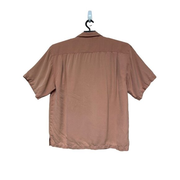 Tommy Bahamas 100% Silk Button Up Coral Collared Shirt Men's Large - Picture 3 of 7